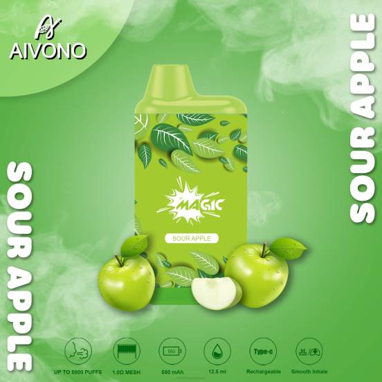 酸っぱいリンゴ Aivono AIM MAGIC 5800口箱タバコ 082287 | Aivono Vape Review